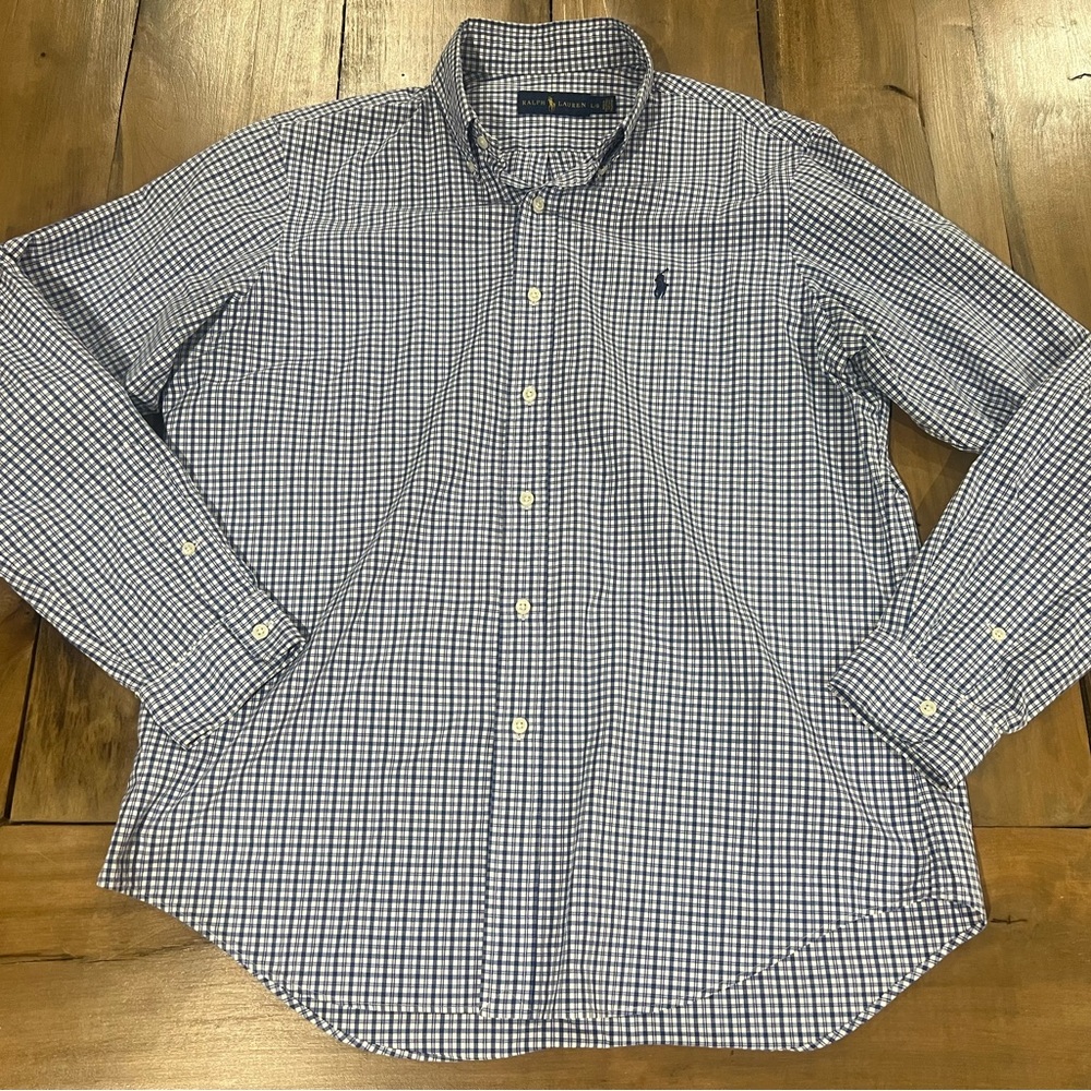 Polo Ralph Lauren Men’s Button Down Shirt, Size Large, Blue/White Check